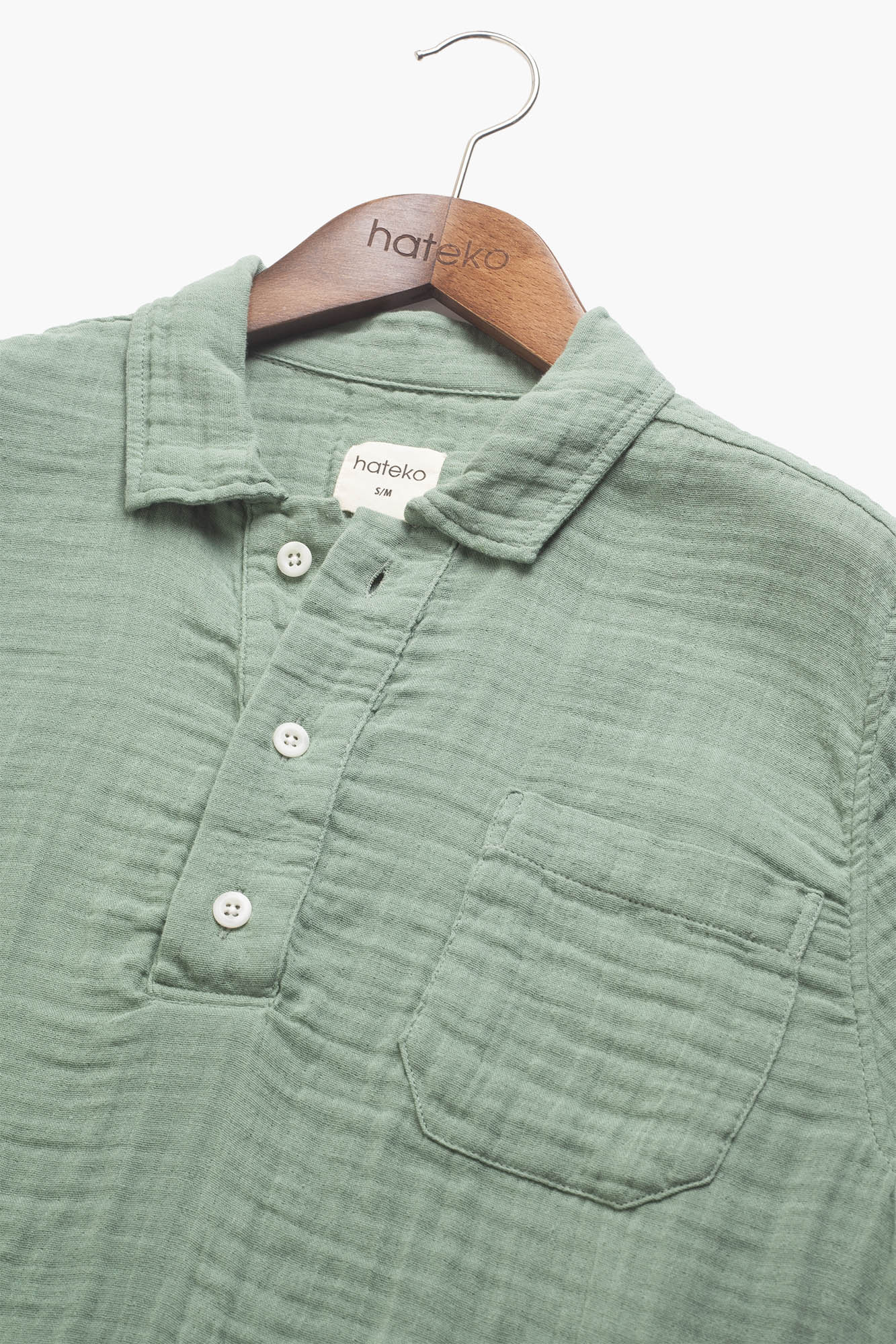 %100 Pamuk Çağla Yeşili Müslin Polo Yaka Tişört