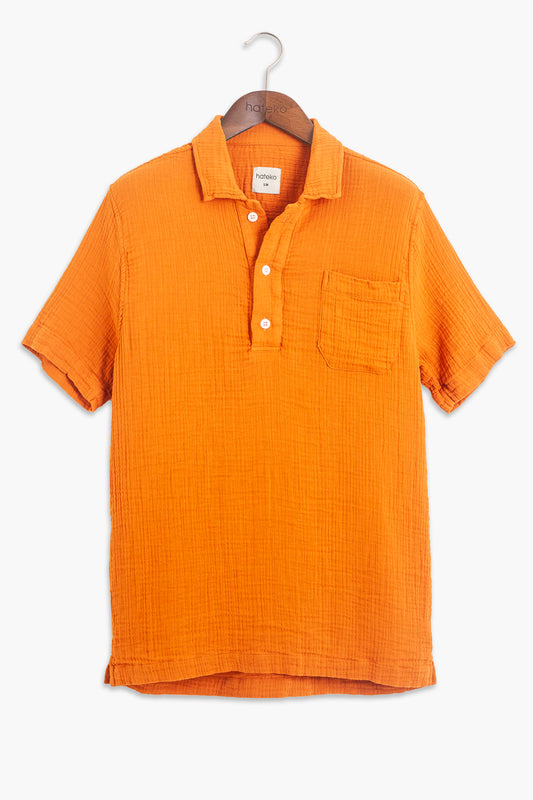 100% Cotton Orange Muslin Polo Neck T-Shirt