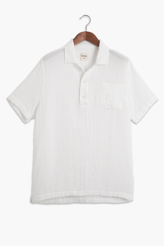 100% Cotton Ecru Muslin Polo Neck T-Shirt